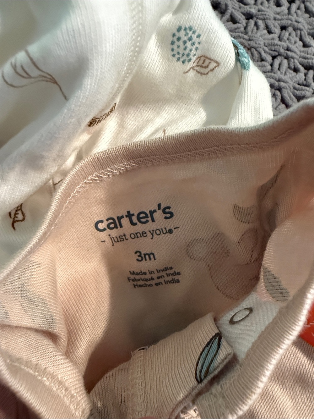 Carter's Tan and White Koala Print Zipper Footed One-Pieces - Picture 2 of 2